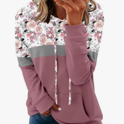 Langarmshirt mit Kapuze und floralem Muster