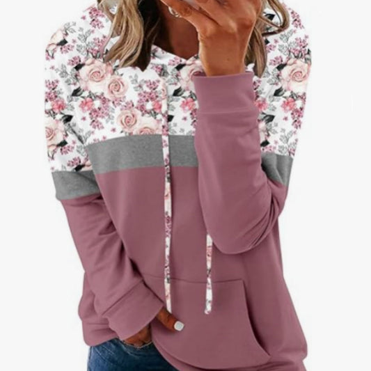 Langarmshirt mit Kapuze und floralem Muster